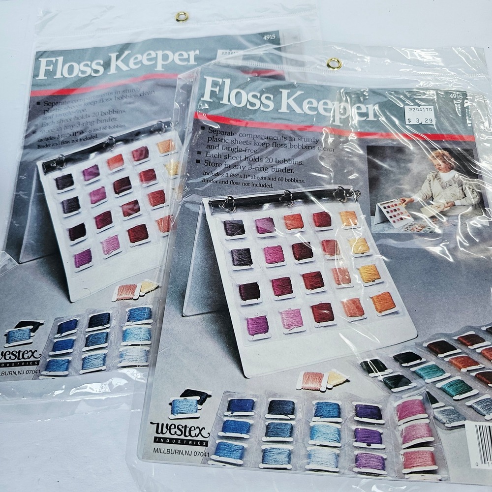 Vintage Westex Floss Keeper 4915 Embroidery Organizer 3 Sheets 60 Bobbins NEW